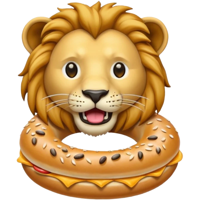 lion eating bagel emoji