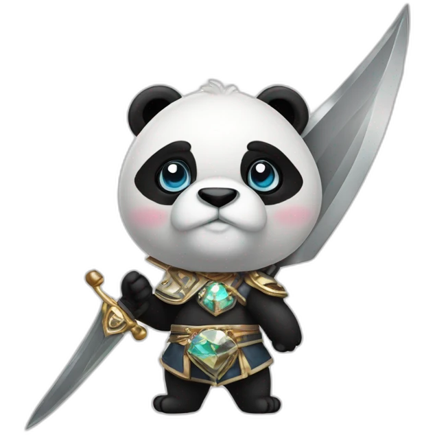 Panda con una espada de diamante emoji