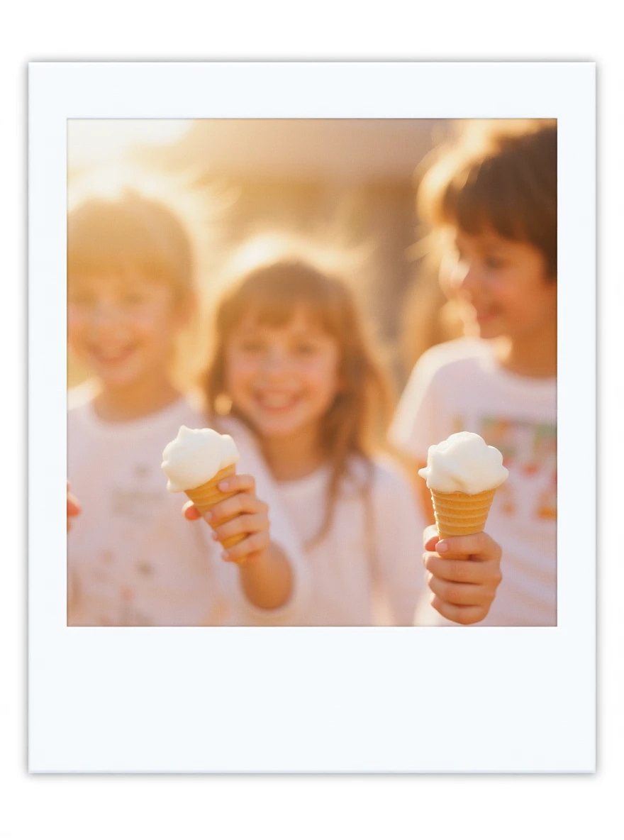 happy children with melting ice cream cones emoji
