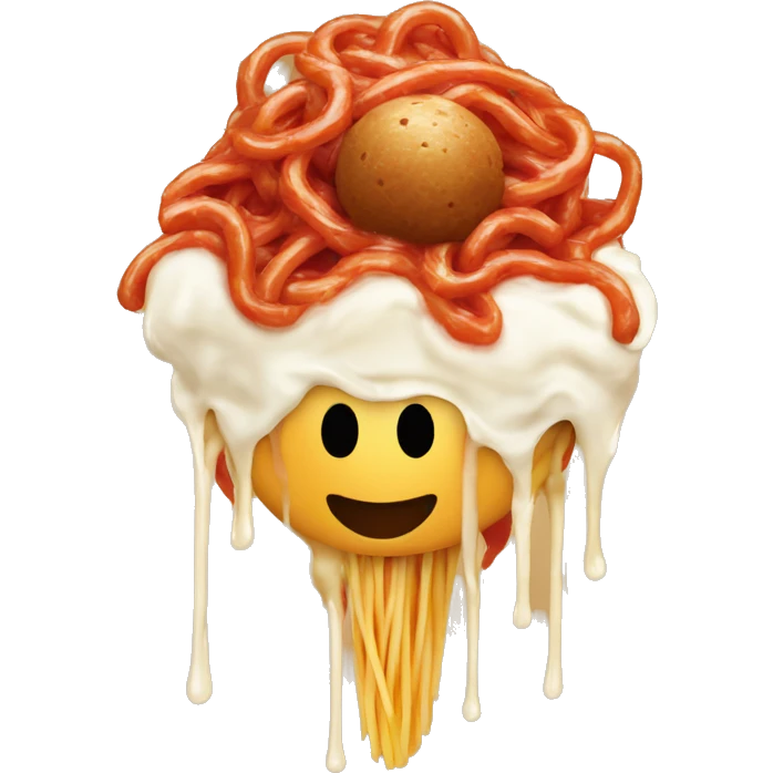 spaghetti with ice cream replacing the meat balls emoji