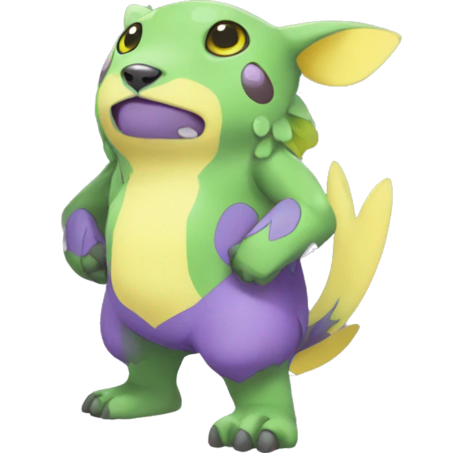 Cute cool green yellow purple animal hybrid Fakemon full body emoji