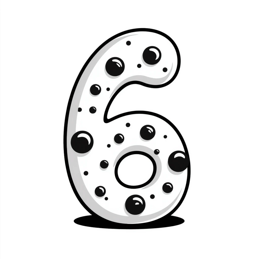 Handdrawn number six with pearl accents emoji