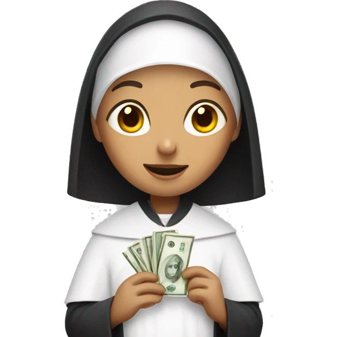 Nun with a cash emoji