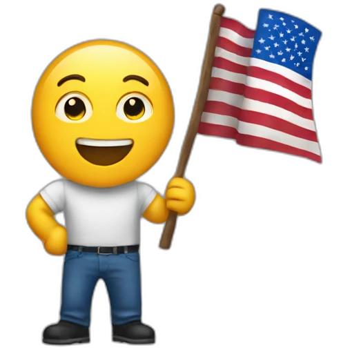 White man holding American flag and croissant emoji