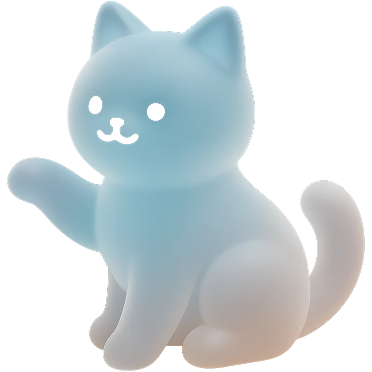 playful cat, minimalistic design, gentle color gradients, matte glass style emoji