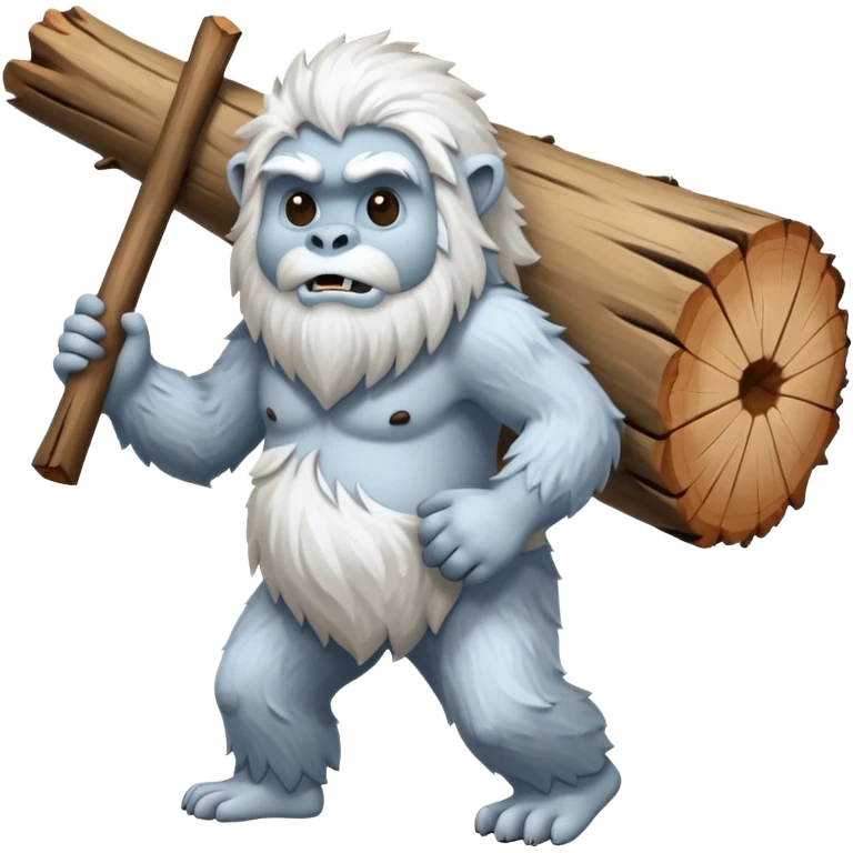 yeti, carrying a big wood emoji