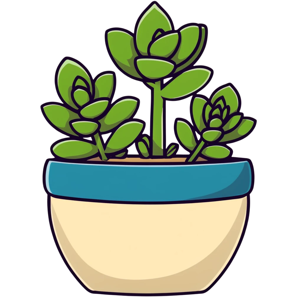 Sedum Pachyphyllum succulent with chubby blue-green leaves in a beige ceramic pot emoji