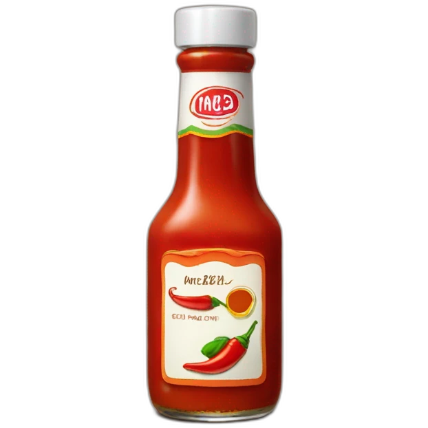 Bottle of hot sauce with no text and no image other than a red chile emoji