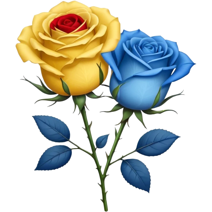 One Yellow 🌹 and one blue flower 🌹 on with red band  emoji