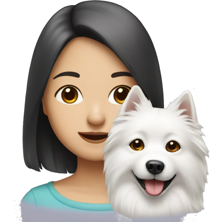 asian girl with Japanese spitz dog emoji