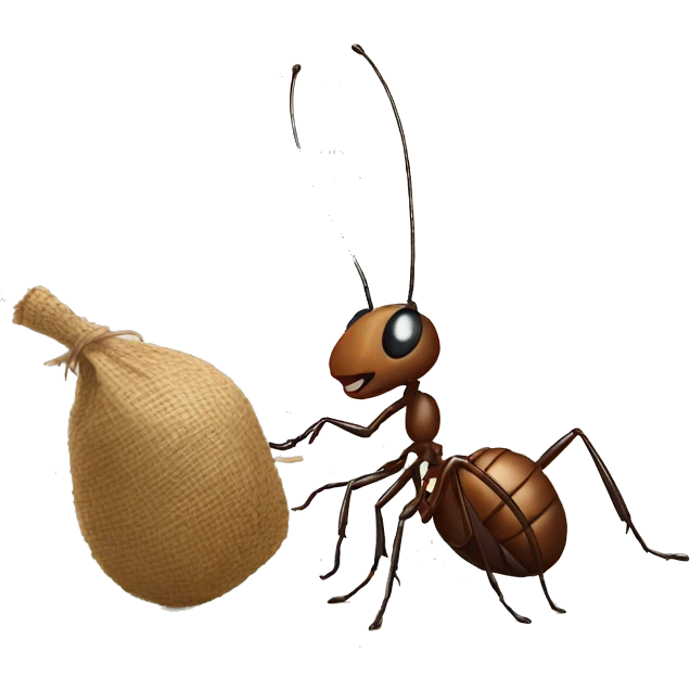 ant with bindle on stick emoji