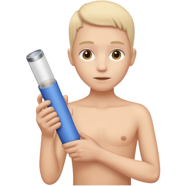 beige skin colored hand holding a cylindrical tube, no sleeves, no clothes emoji
