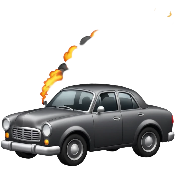 crashed car with smoke emoji