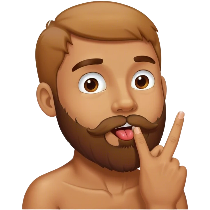 Guy with beard nom nom nom licking fingers emoji