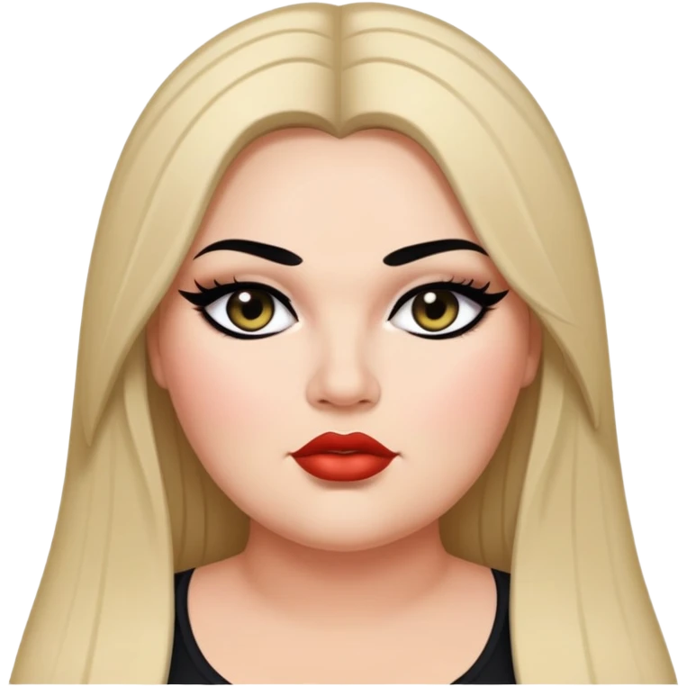 big plus size, long straight hair, baddie,pretty, makeup, black eyeliner, long hair emoji