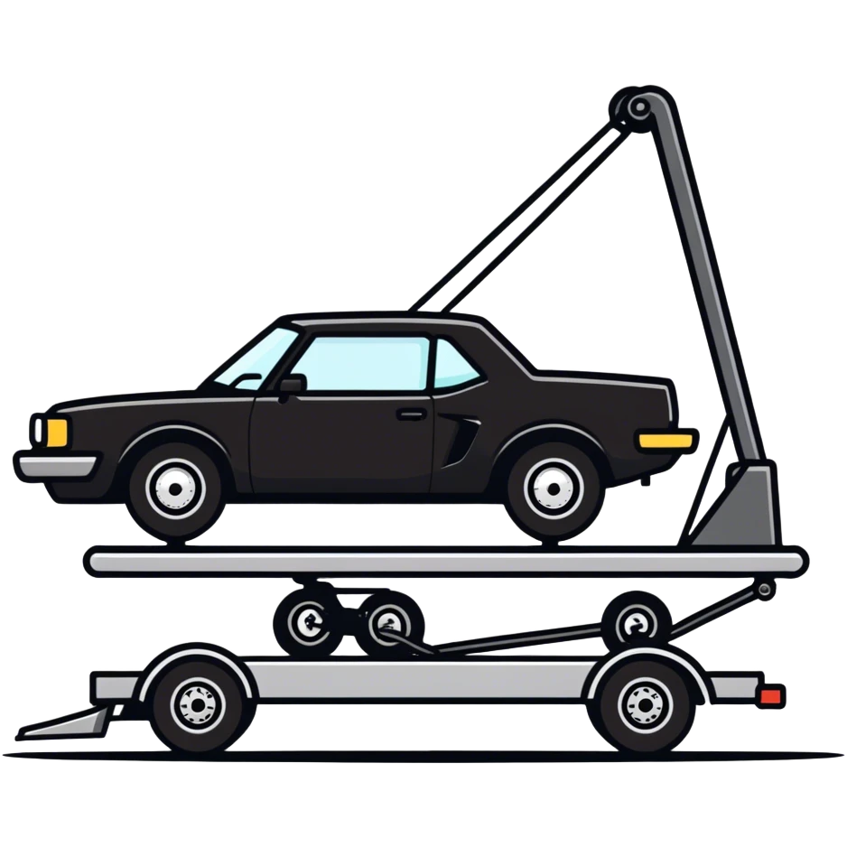 Car being towed in black  emoji