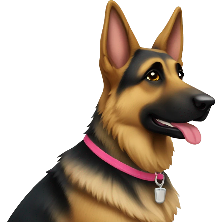 German shepherd dog with name on the neck “juice” emoji