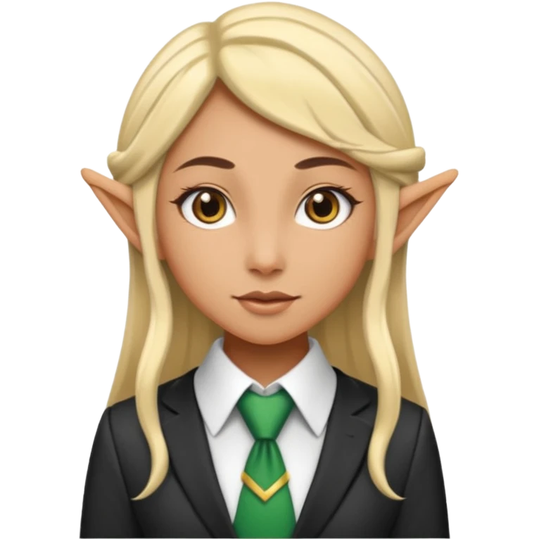 female elf with tie, business emoji