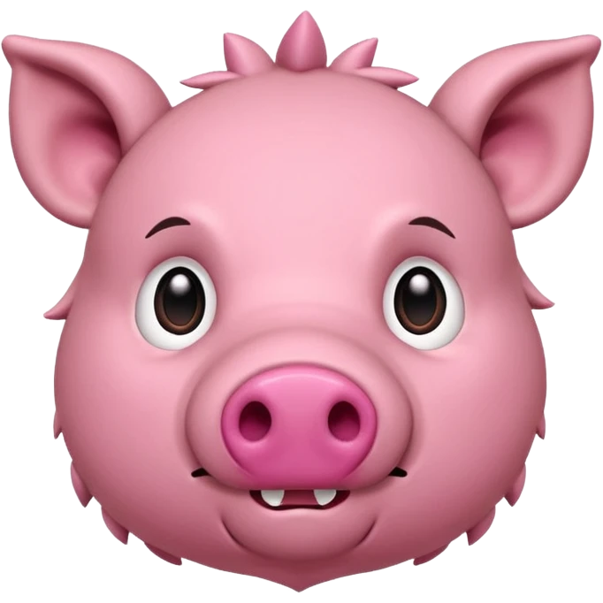 Chibi style stuffed animal boar. I has buttons for eyes and exaggerated stitching emoji