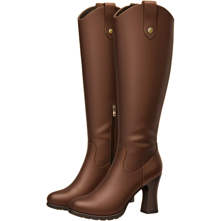 Dark brown tall leather boots with heels emoji