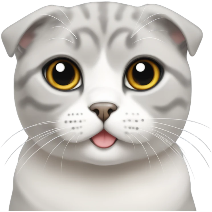scottish fold with part gray part cream face and white color emoji
