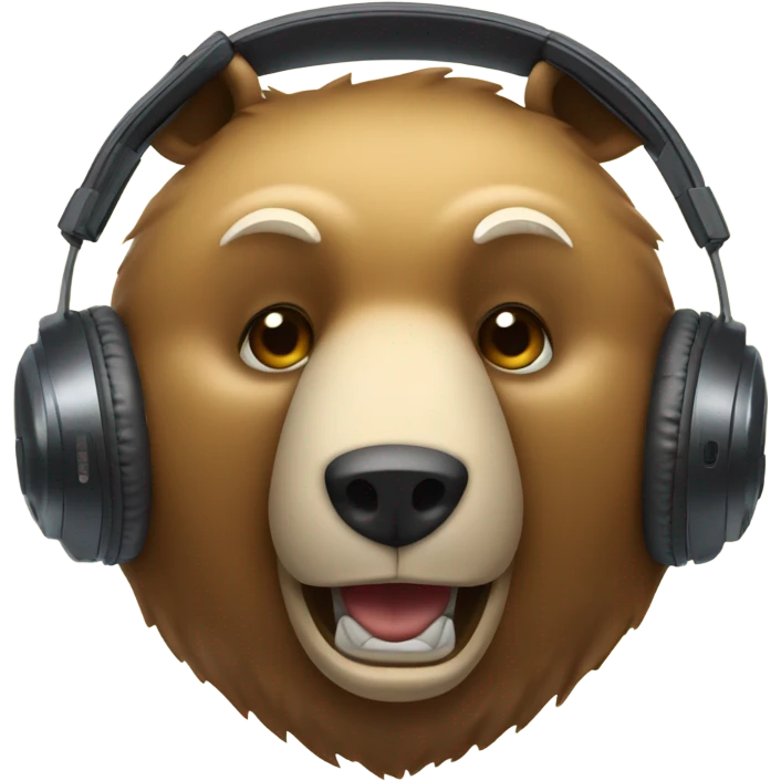 Bear with gaming headset head banging emoji