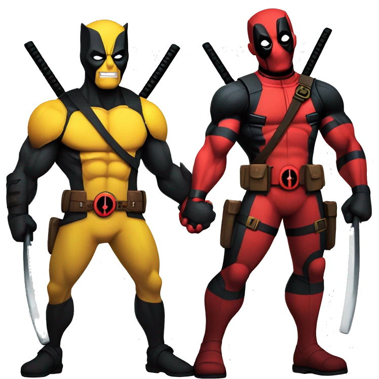 Deadpool and Wolverine holding hands emoji