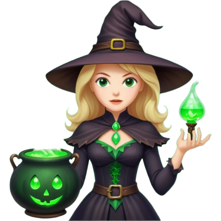 Nicole Kidman making green glowing potion in witch costume emoji