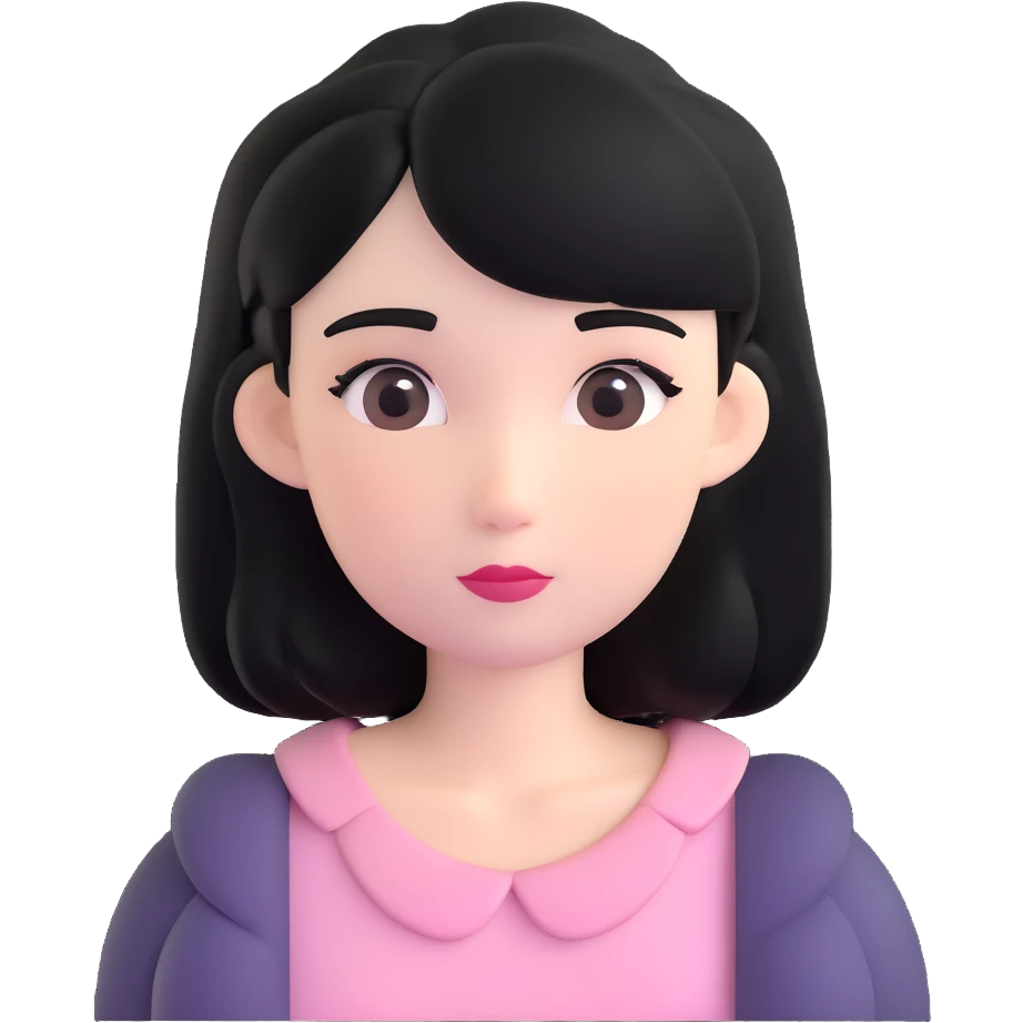 aesthetic girl with black hair, subtle blush emoji