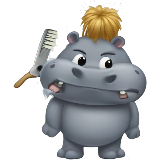 Hippo cutting someones hair emoji