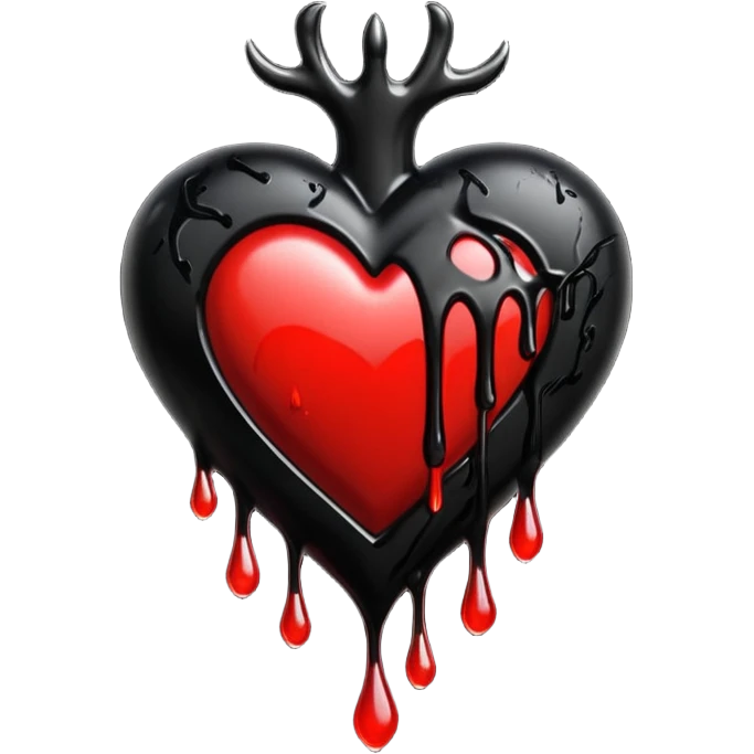 gothic heart with dripping black paint emoji