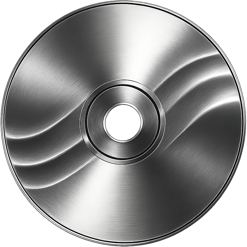 A minimalist CD disc with wave pattern, glowing effect, blue color emoji