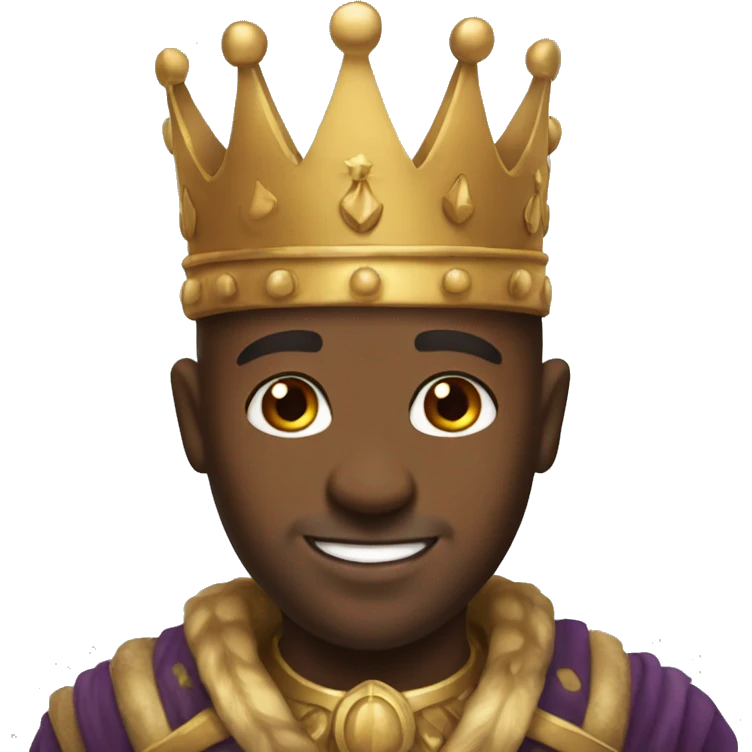 Bald crowned brown skinned king, smiling emoji