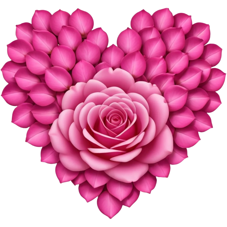 heart made of pink rose petals, delicate and romantic emoji