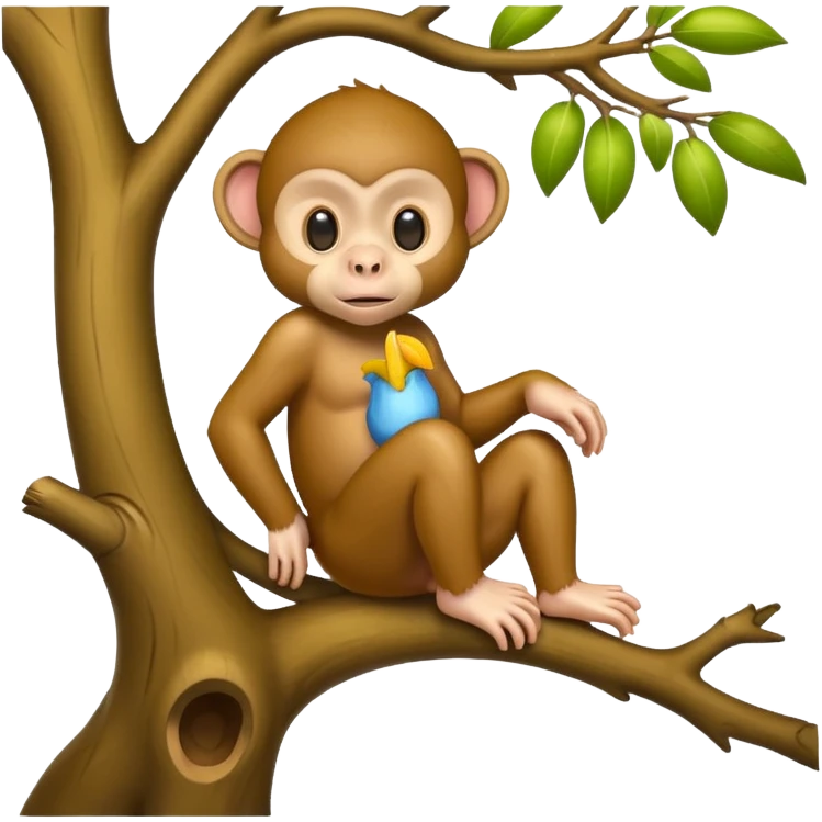Baby monkey sitting on tree emoji