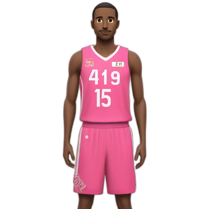 Maillot de basket de couleur rose avec comme nom Ilan et comme numéro 15 emoji