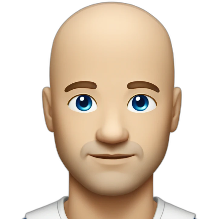 bald strong man with béret and blue eyes emoji