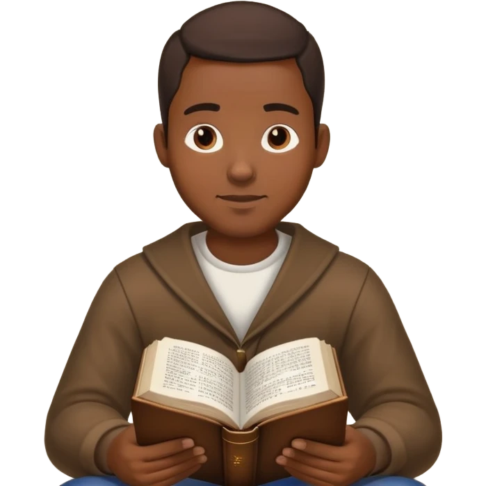 Black guy sitting down reading Bible  emoji