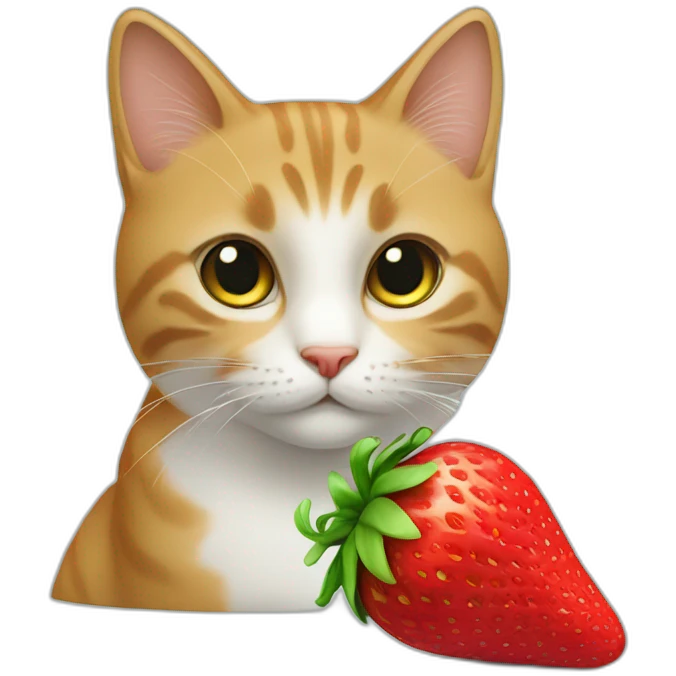Un chat sur une fraise emoji