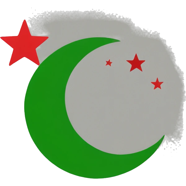 	•	Background: The flag is divided into two horizontal sections.
	•	The top half is green.
	•	The bottom half is red.
	•	Crescent and Star: In the center of the flag, there is a white crescent moon with a five-pointed star next to it. emoji