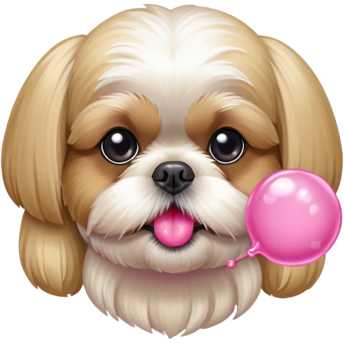 Blonde Shih tzu blowing bubble gum emoji