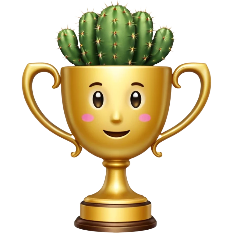 gold cactus cup trophy no face emoji