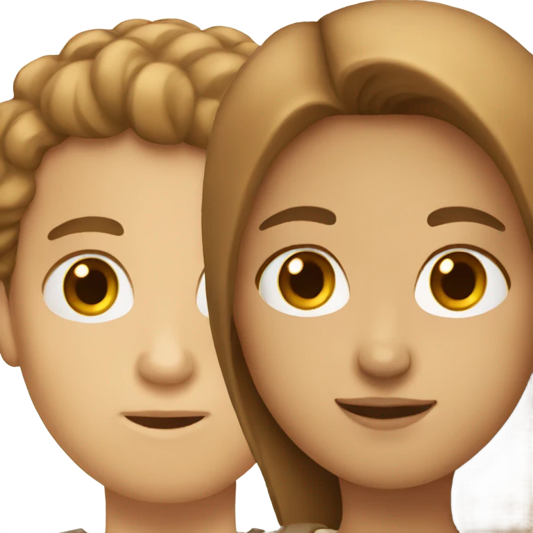 White Couple brown hair emoji