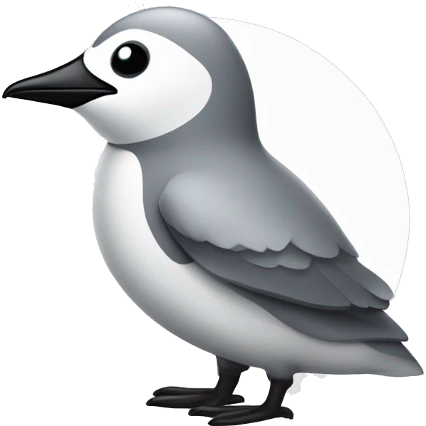 Pingouin gris et blanc avec un petit bec et des jolis yeux  emoji