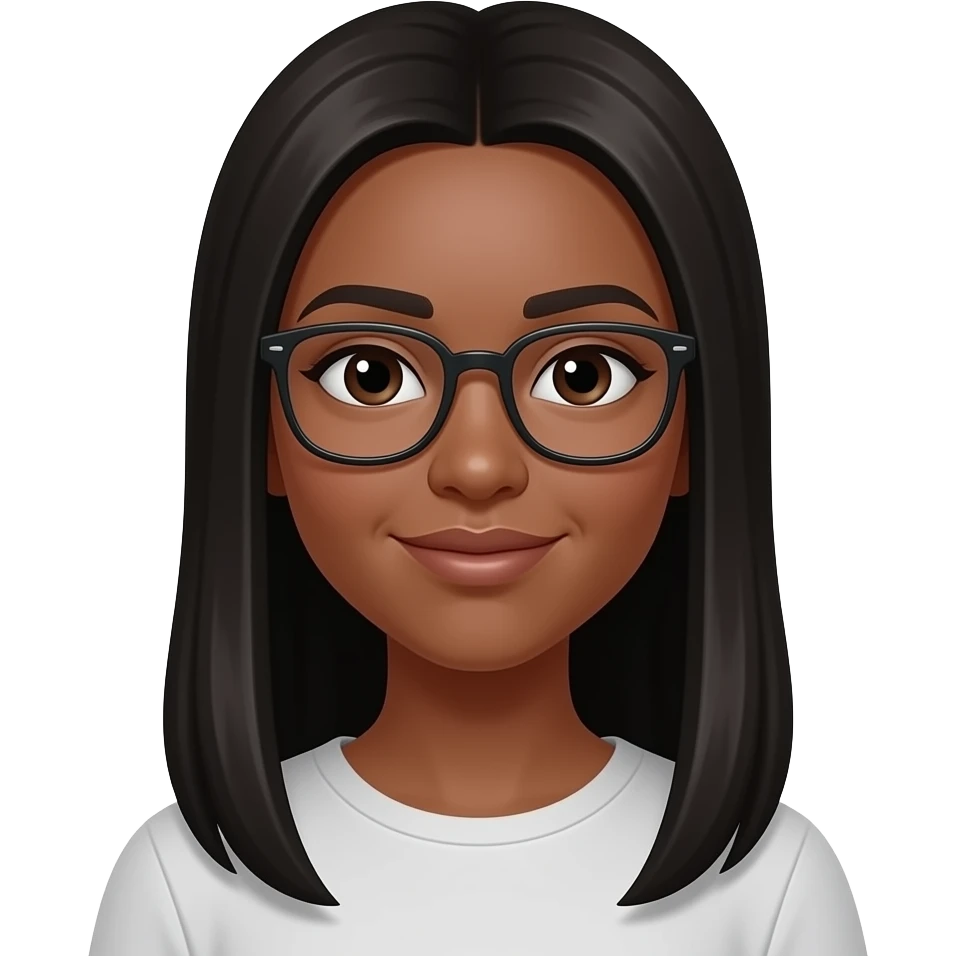 Una chica con lentes morenita pelo lasio y largo emoji