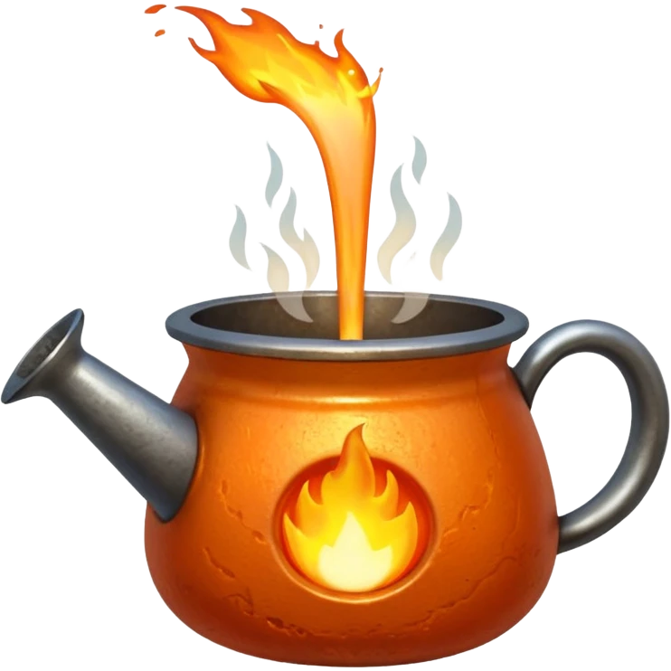 The crucible pours out metal, pixels. emoji