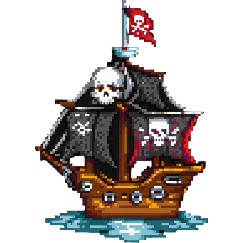 pirate ship with skull flag emoji
