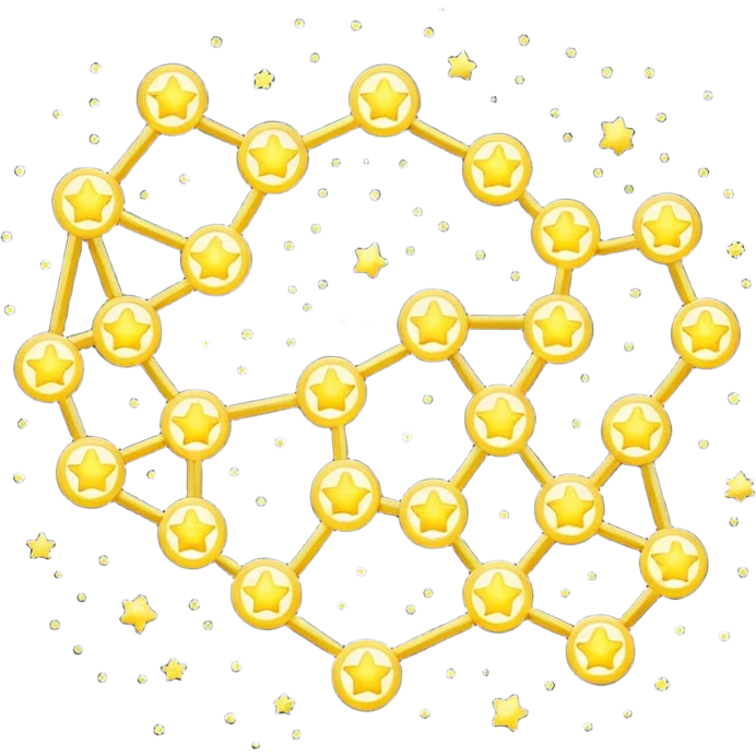 Pixel art icon of a glowing constellation made of connected stars, symbolizing knowledge paths and courses. 
Minimalistic, clean pixel style, soft glow, readable at small size, centered, no background, designed for dark UI.
 emoji