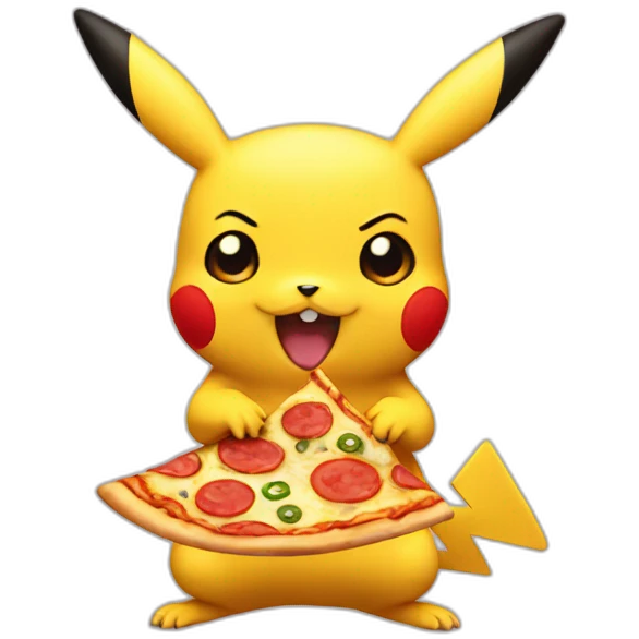 pikachu eating pizza emoji