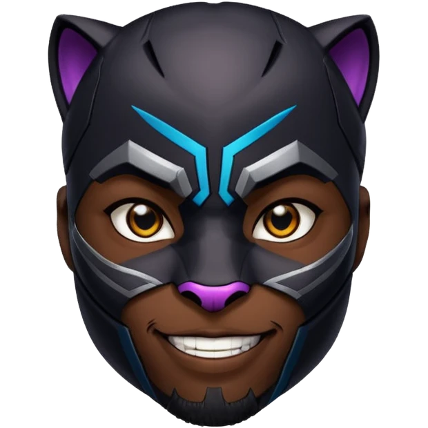 black panther character smirking, bold and expressive, clear face, vibrant colors, suitable for Twitch emote emoji